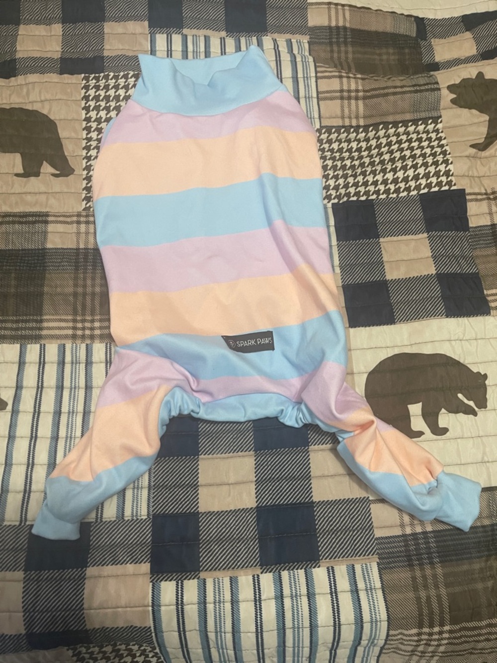Spark Paws Pastel Stripe Dog Jumpsuit - Blue, Pink, Peach